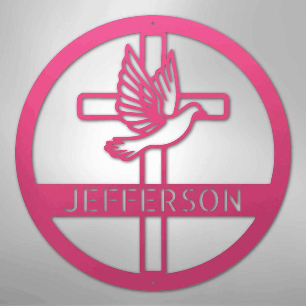 Dove and Cross Personalized Steel Metal Sign Wall ArtCustomly Gifts