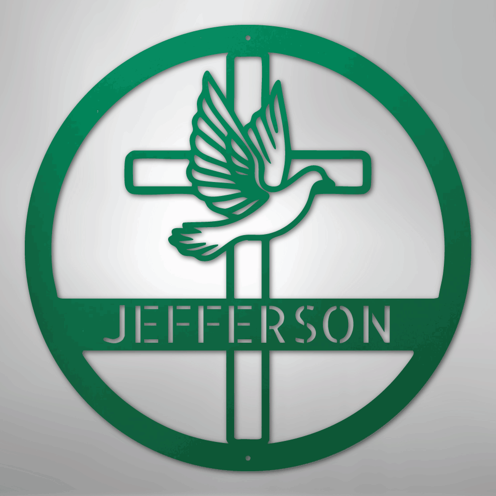 Dove and Cross Personalized Steel Metal Sign Wall ArtCustomly Gifts