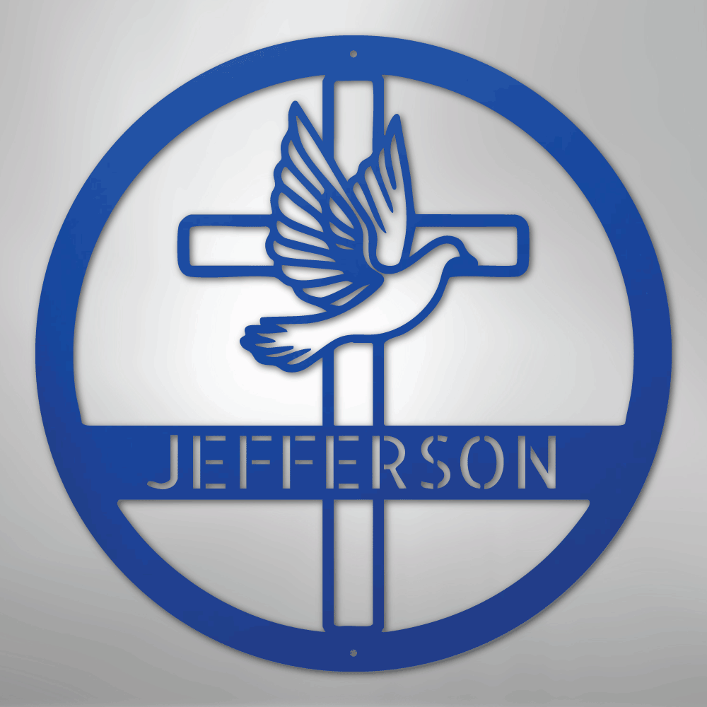 Dove and Cross Personalized Steel Metal Sign Wall ArtCustomly Gifts