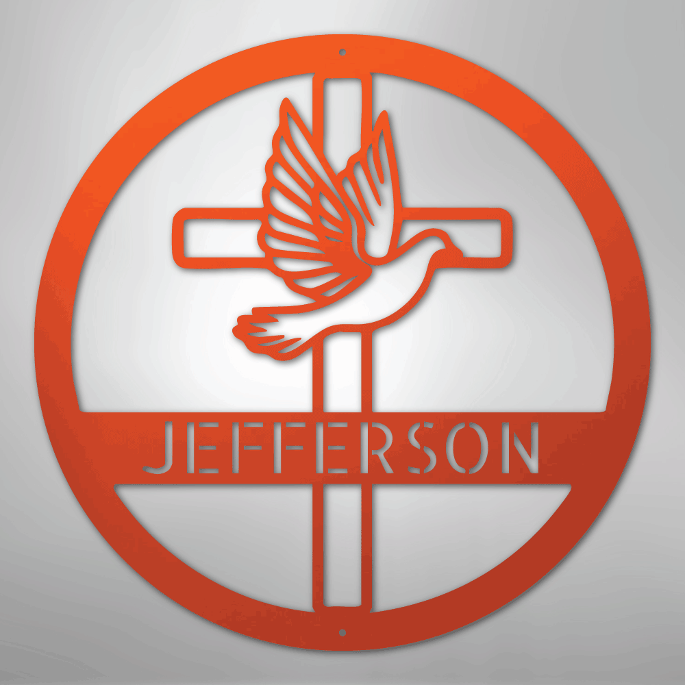 Dove and Cross Personalized Steel Metal Sign Wall ArtCustomly Gifts