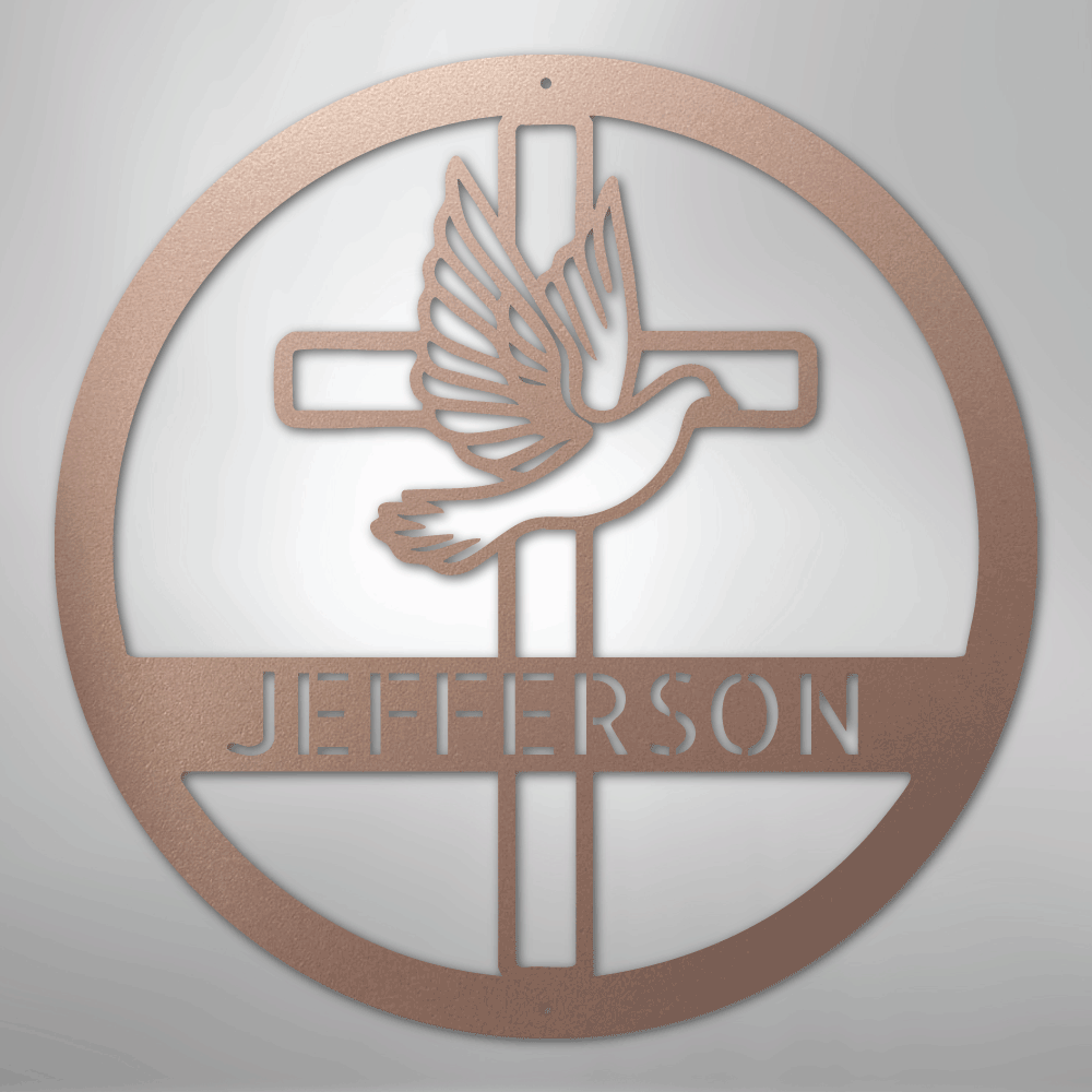 Dove and Cross Personalized Steel Metal Sign Wall ArtCustomly Gifts