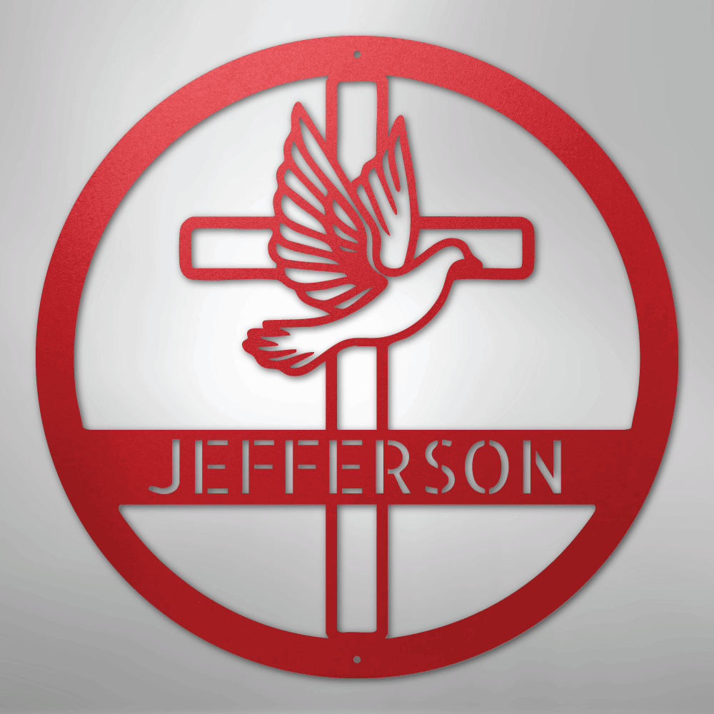 Dove and Cross Personalized Steel Metal Sign Wall ArtCustomly Gifts