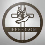Dove and Cross Personalized Steel Metal Sign Wall ArtCustomly Gifts
