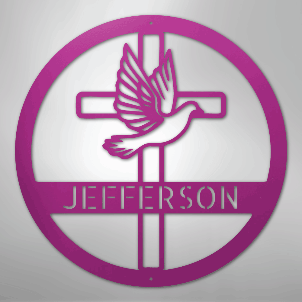 Dove and Cross Personalized Steel Metal Sign Wall ArtCustomly Gifts
