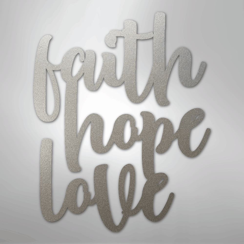 Faith Hope Love Script - Steel Metal Sign Wall ArtCustomly Gifts