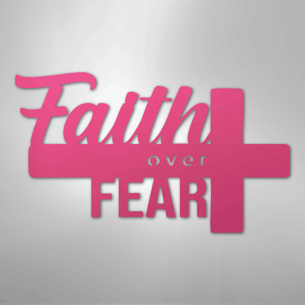 Faith Over Fear Cross Steel Metal Sign Wall ArtCustomly Gifts