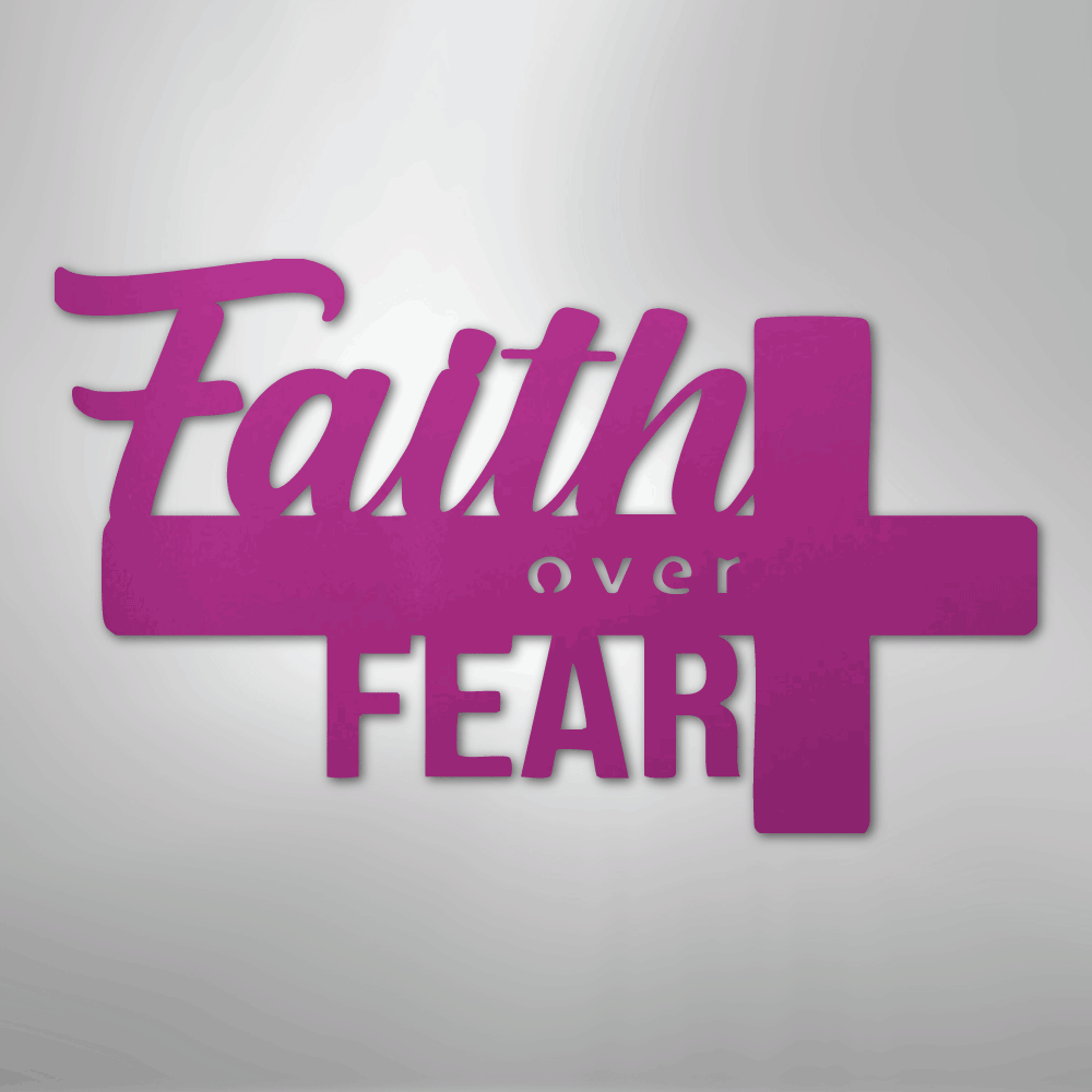 Faith Over Fear Cross Steel Metal Sign Wall ArtCustomly Gifts