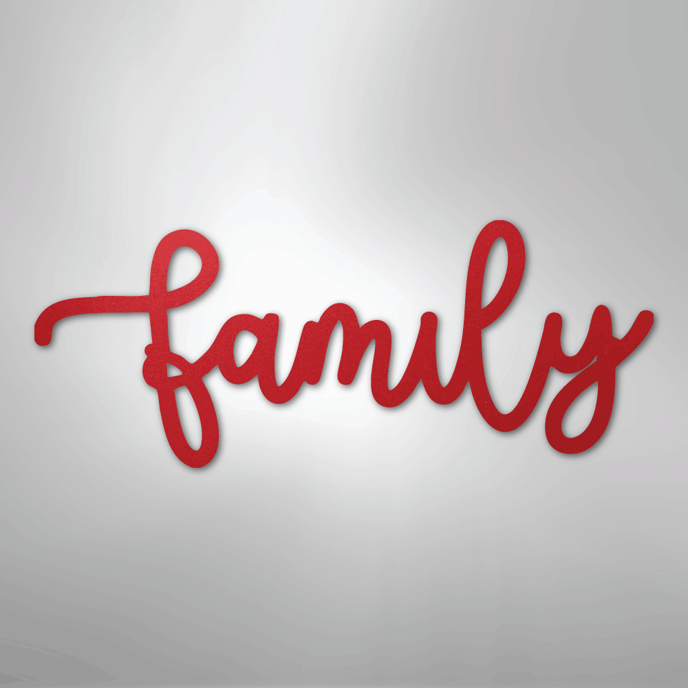 Family Script - Steel Metal Sign Wall ArtCustomly Gifts