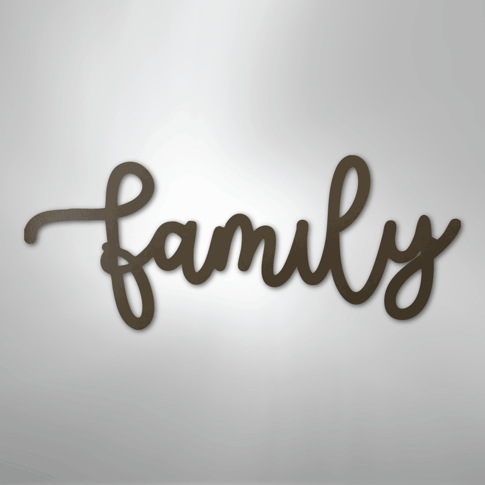 Family Script - Steel Metal Sign Wall ArtCustomly Gifts