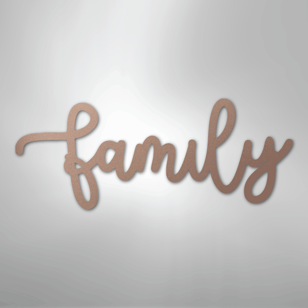 Family Script - Steel Metal Sign Wall ArtCustomly Gifts