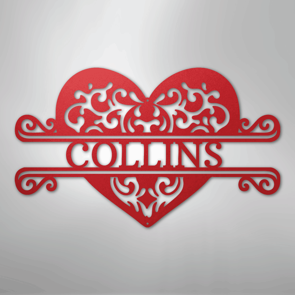 Fancy Heart Personalized Steel Metal Sign Wall ArtCustomly Gifts
