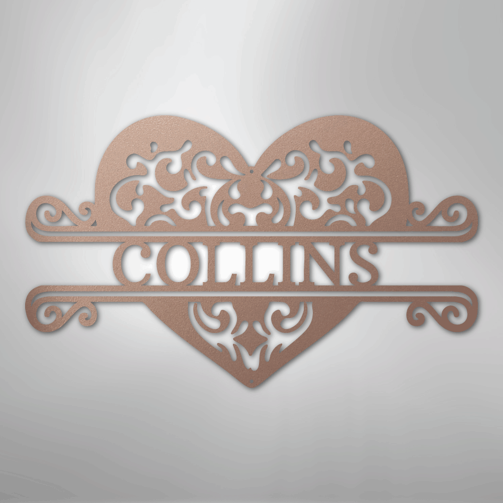 Fancy Heart Personalized Steel Metal Sign Wall ArtCustomly Gifts