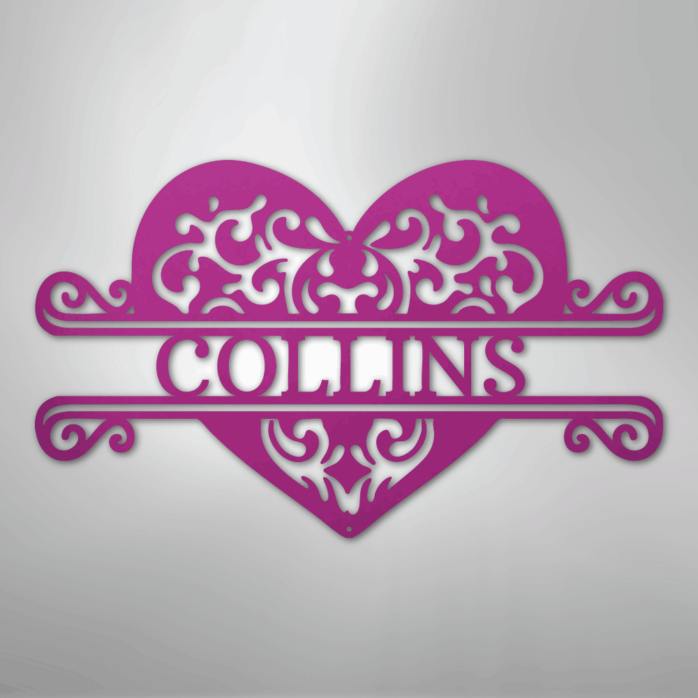 Fancy Heart Personalized Steel Metal Sign Wall ArtCustomly Gifts