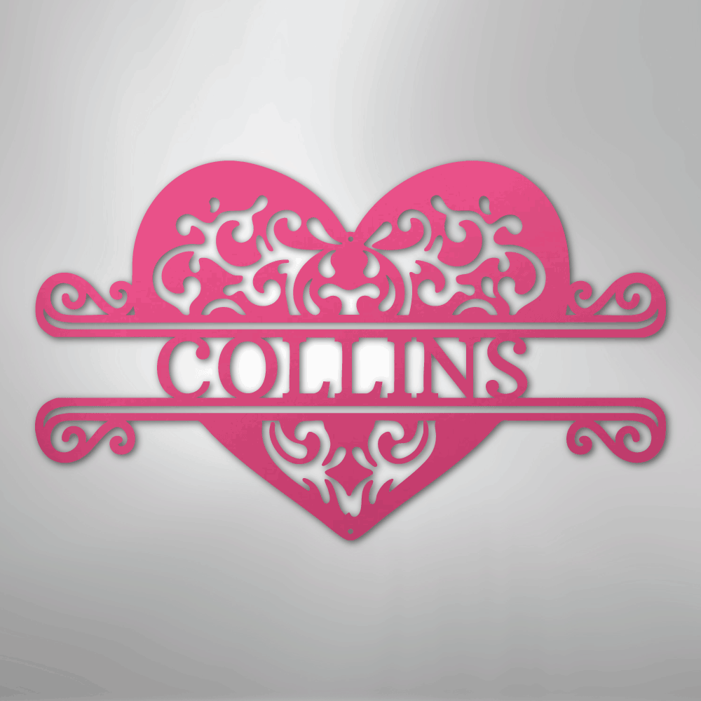 Fancy Heart Personalized Steel Metal Sign Wall ArtCustomly Gifts