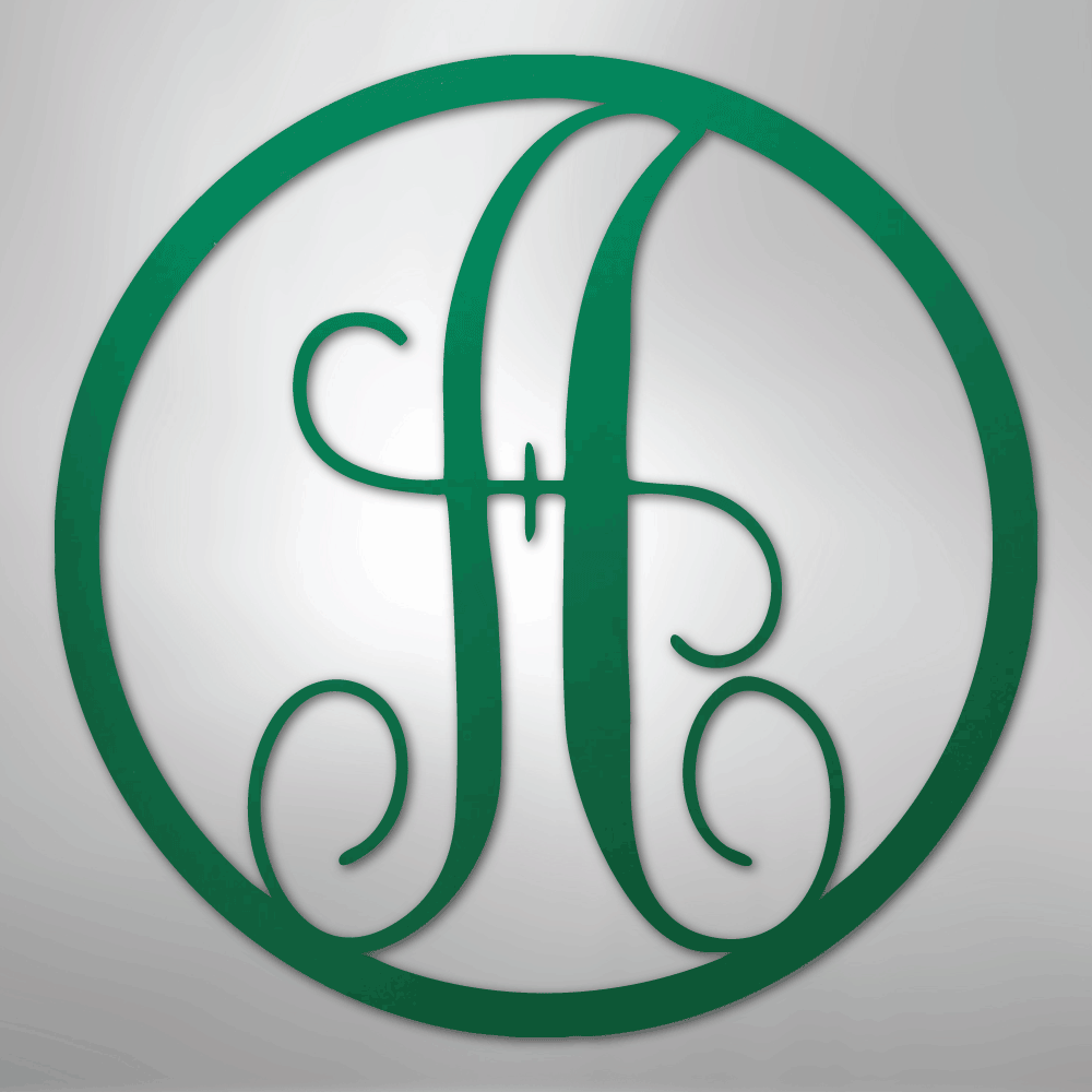 Fancy Initial Circle Personalized Monogram Steel Metal Sign Wall ArtCustomly Gifts