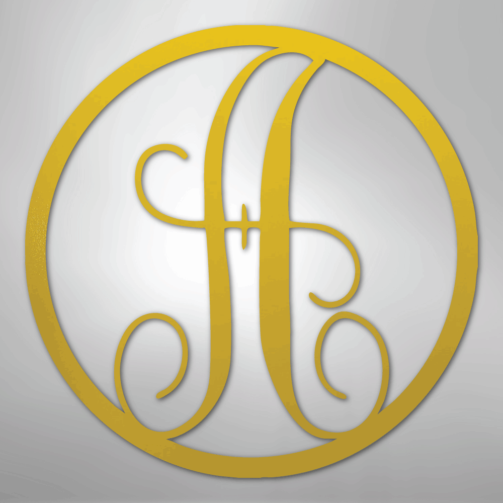 Fancy Initial Circle Personalized Monogram Steel Metal Sign Wall ArtCustomly Gifts
