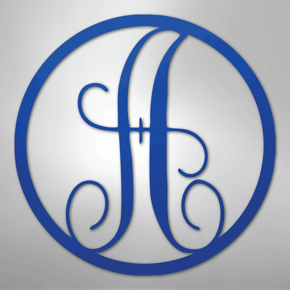 Fancy Initial Circle Personalized Monogram Steel Metal Sign Wall ArtCustomly Gifts