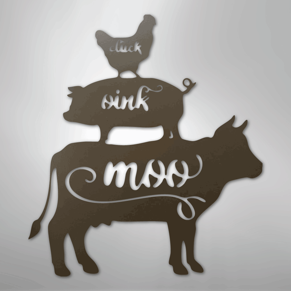 Farm Animals - Cluck Oink Moo Steel Metal Sign Wall ArtCustomly Gifts