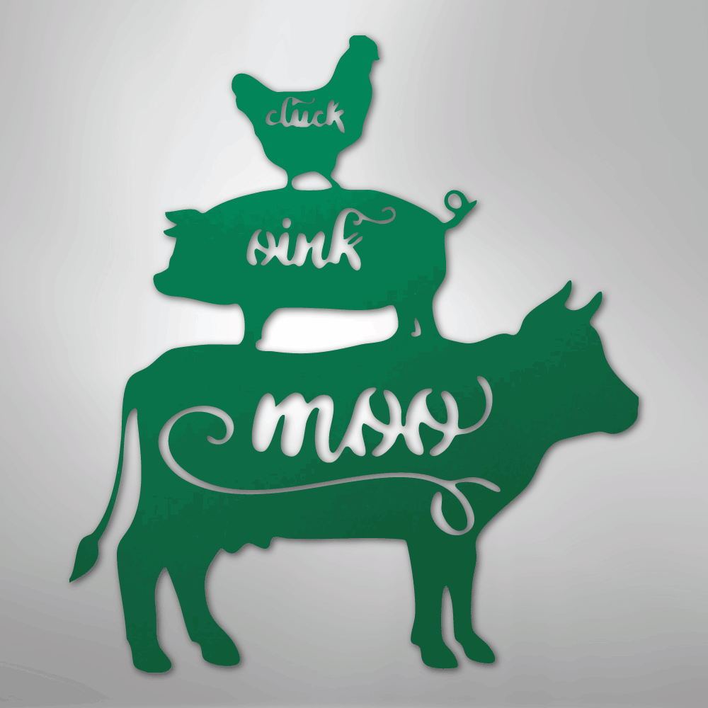 Farm Animals - Cluck Oink Moo Steel Metal Sign Wall ArtCustomly Gifts