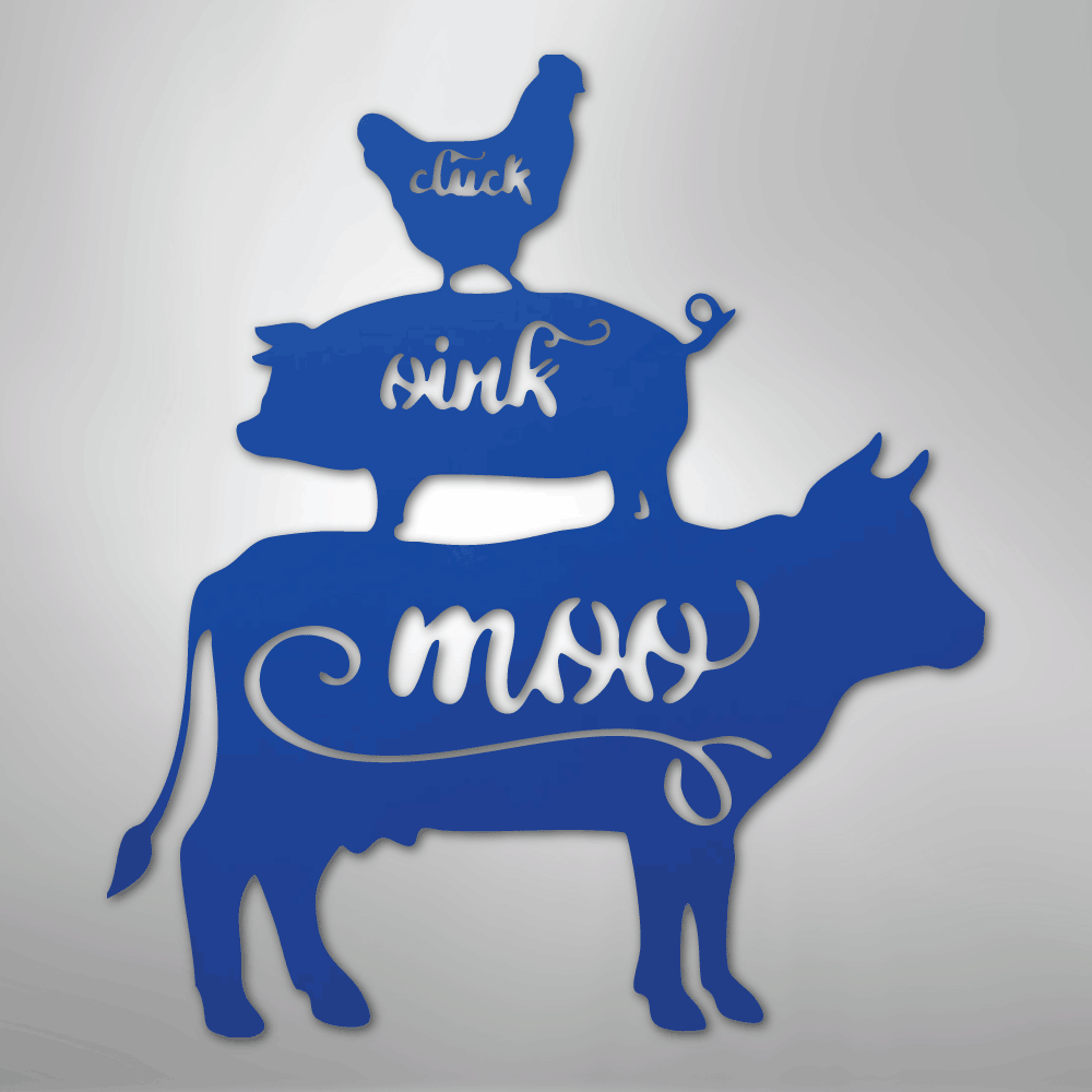 Farm Animals - Cluck Oink Moo Steel Metal Sign Wall ArtCustomly Gifts