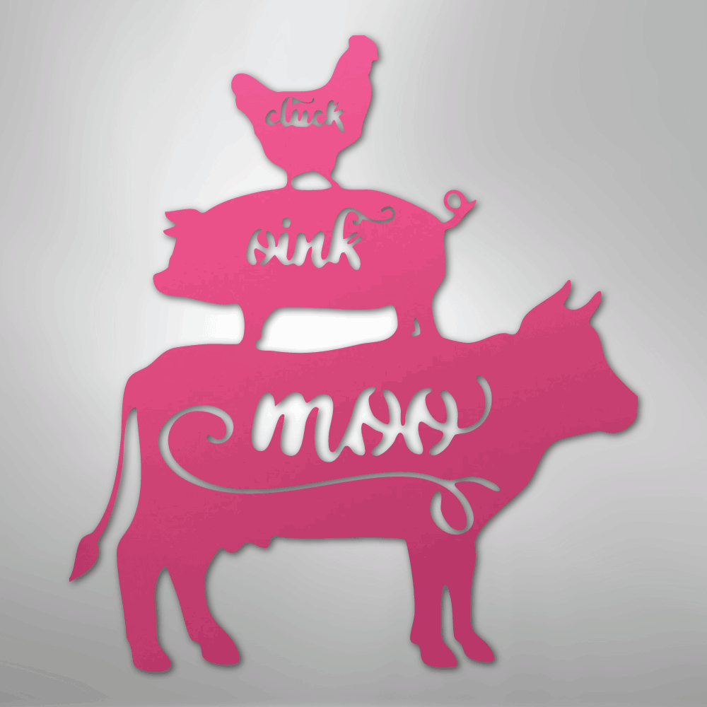 Farm Animals - Cluck Oink Moo Steel Metal Sign Wall ArtCustomly Gifts