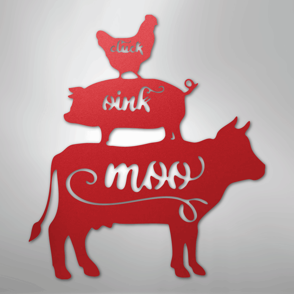 Farm Animals - Cluck Oink Moo Steel Metal Sign Wall ArtCustomly Gifts