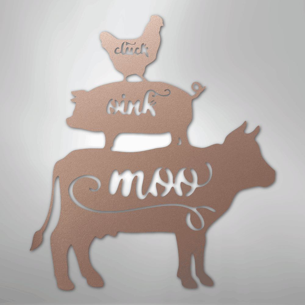 Farm Animals - Cluck Oink Moo Steel Metal Sign Wall ArtCustomly Gifts