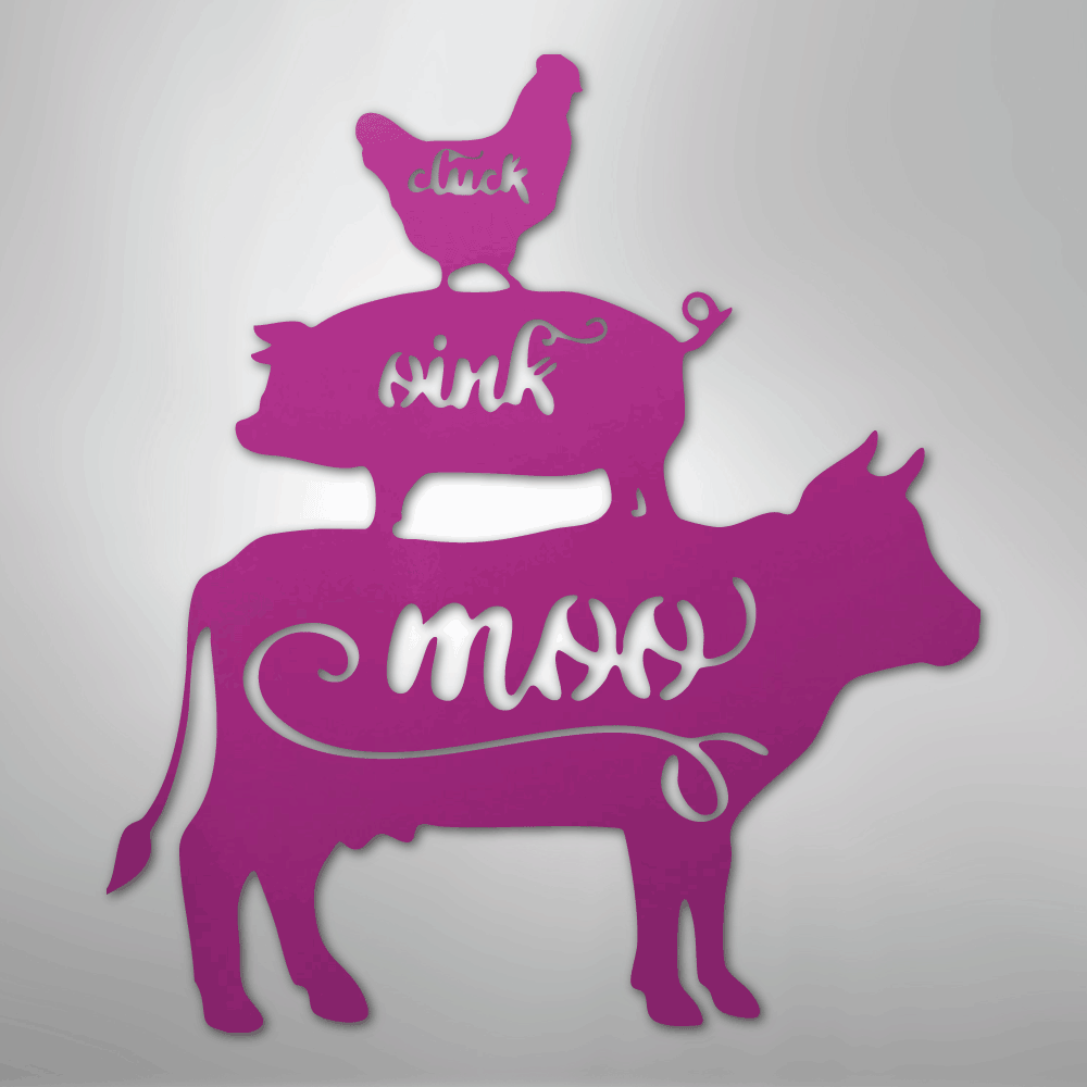 Farm Animals - Cluck Oink Moo Steel Metal Sign Wall ArtCustomly Gifts
