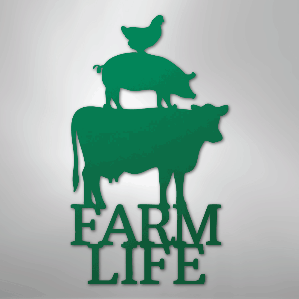 Farm Life Animals Chicken Pig Cow - Steel Metal Sign Wall ArtCustomly Gifts