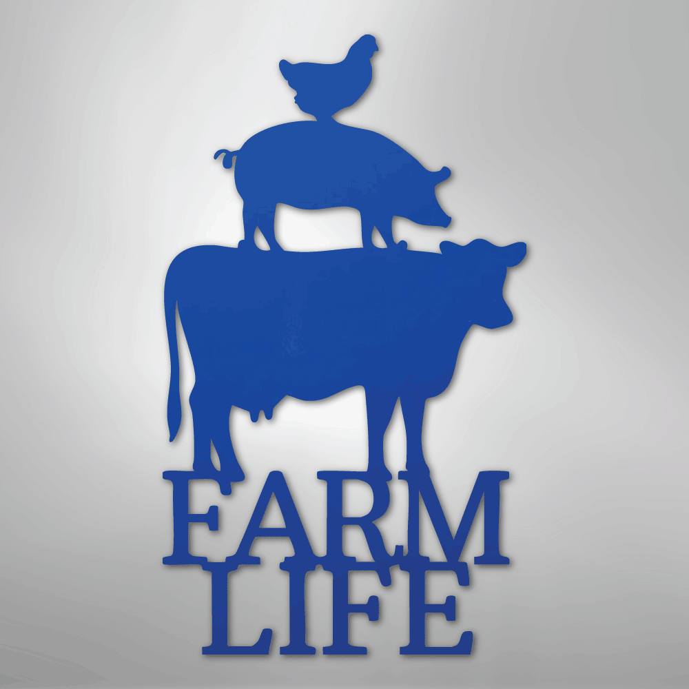 Farm Life Animals Chicken Pig Cow - Steel Metal Sign Wall ArtCustomly Gifts