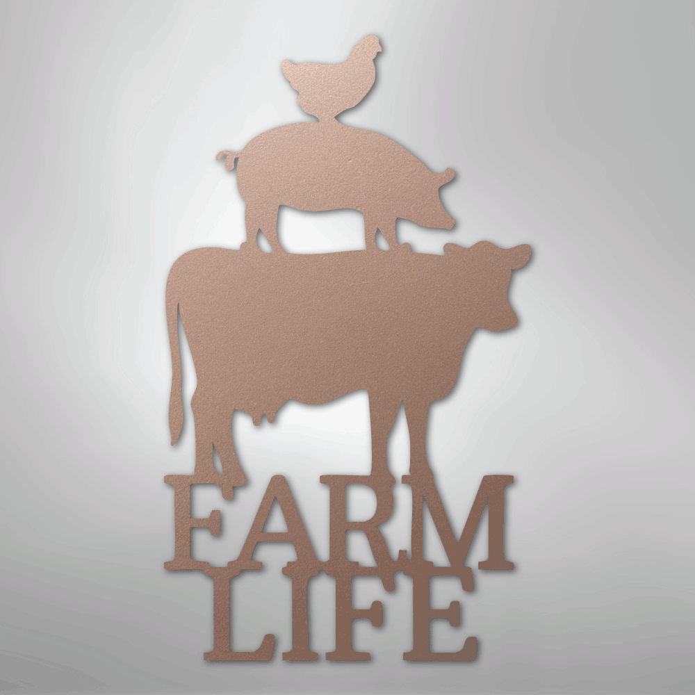 Farm Life Animals Chicken Pig Cow - Steel Metal Sign Wall ArtCustomly Gifts