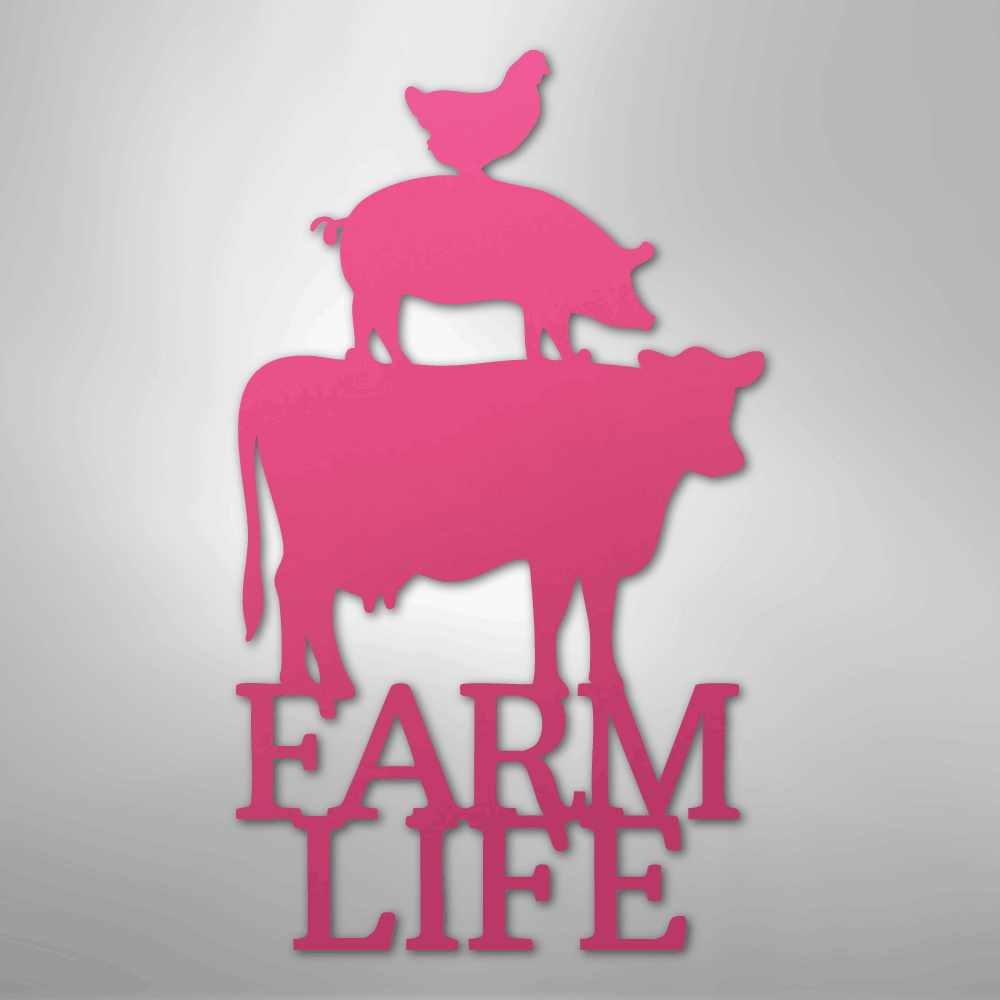 Farm Life Animals Chicken Pig Cow - Steel Metal Sign Wall ArtCustomly Gifts