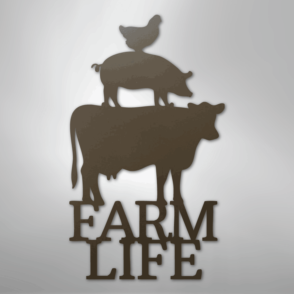 Farm Life Animals Chicken Pig Cow - Steel Metal Sign Wall ArtCustomly Gifts