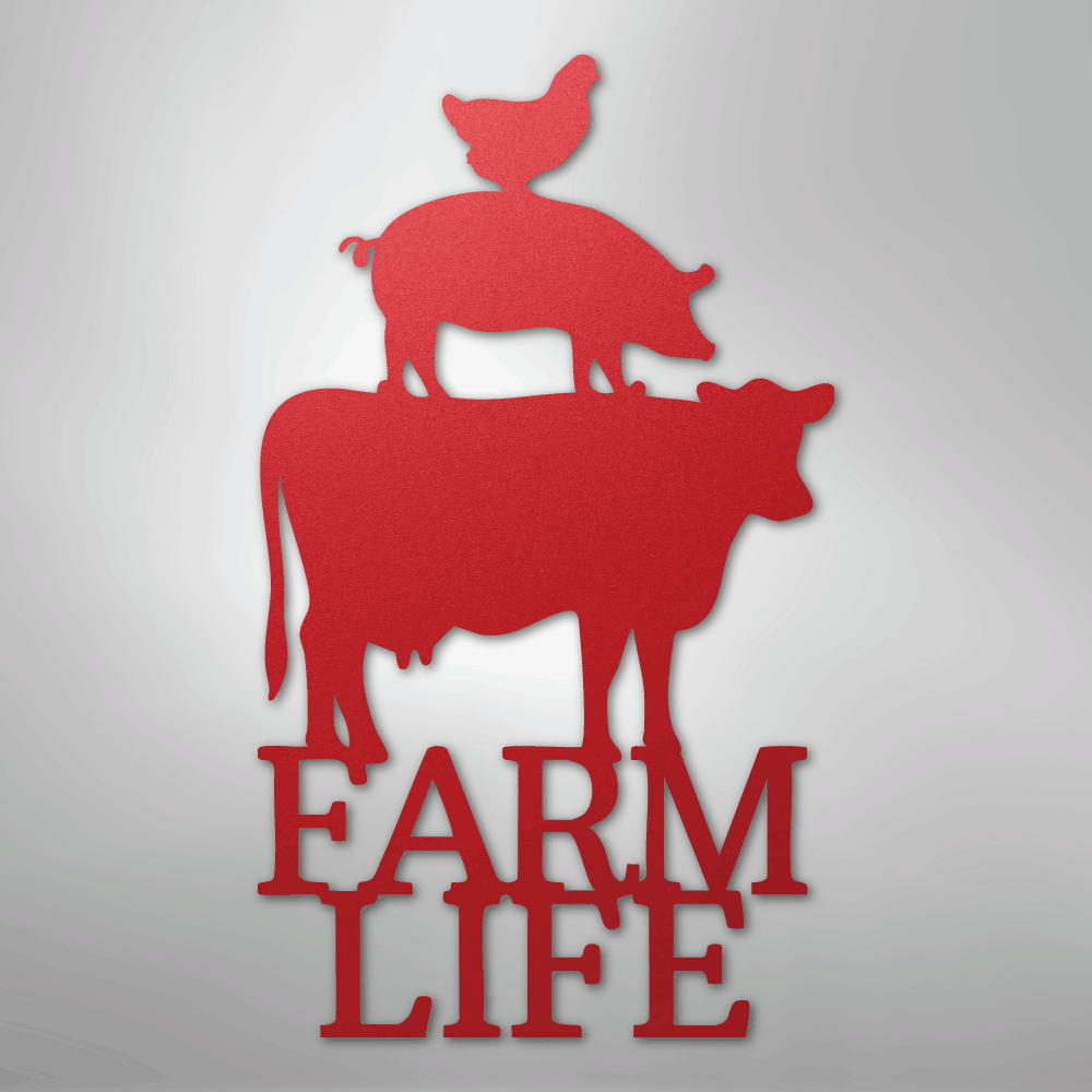 Farm Life Animals Chicken Pig Cow - Steel Metal Sign Wall ArtCustomly Gifts