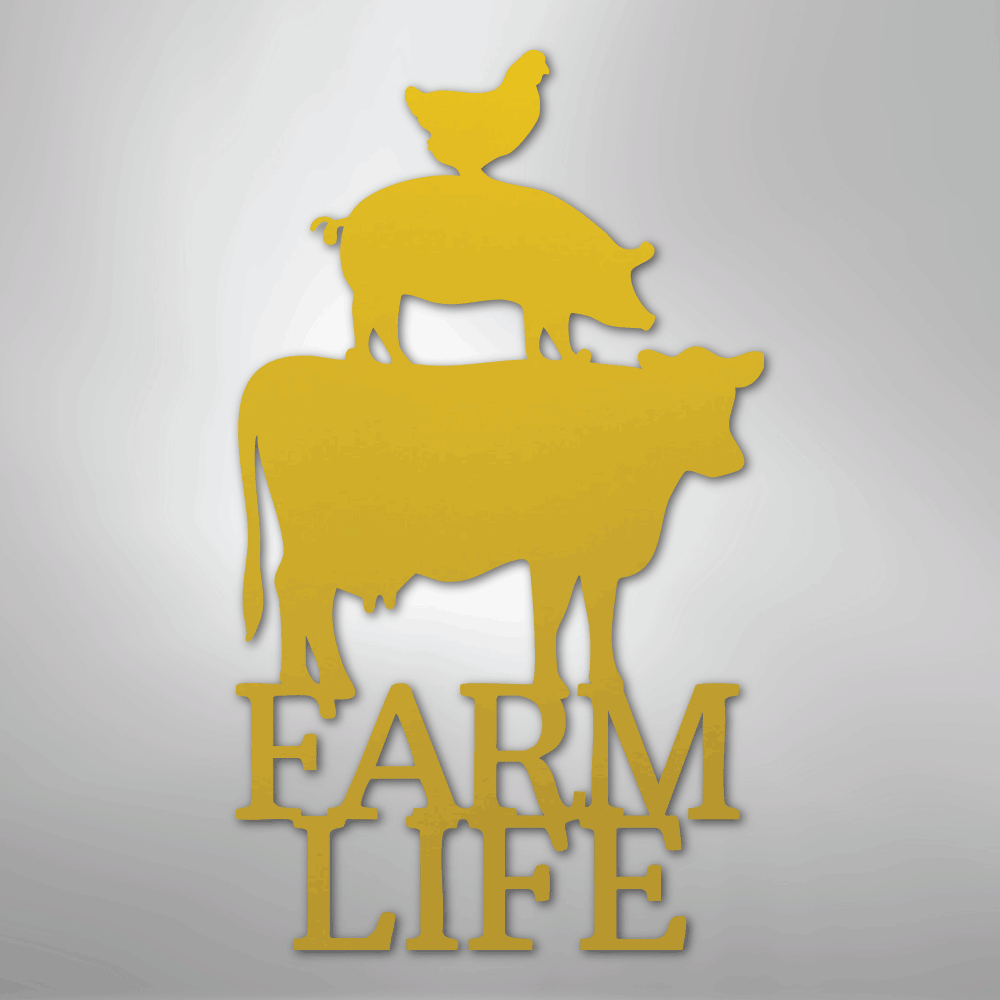 Farm Life Animals Chicken Pig Cow - Steel Metal Sign Wall ArtCustomly Gifts