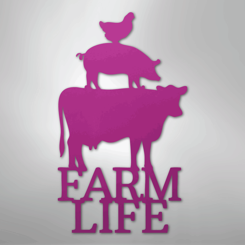 Farm Life Animals Chicken Pig Cow - Steel Metal Sign Wall ArtCustomly Gifts