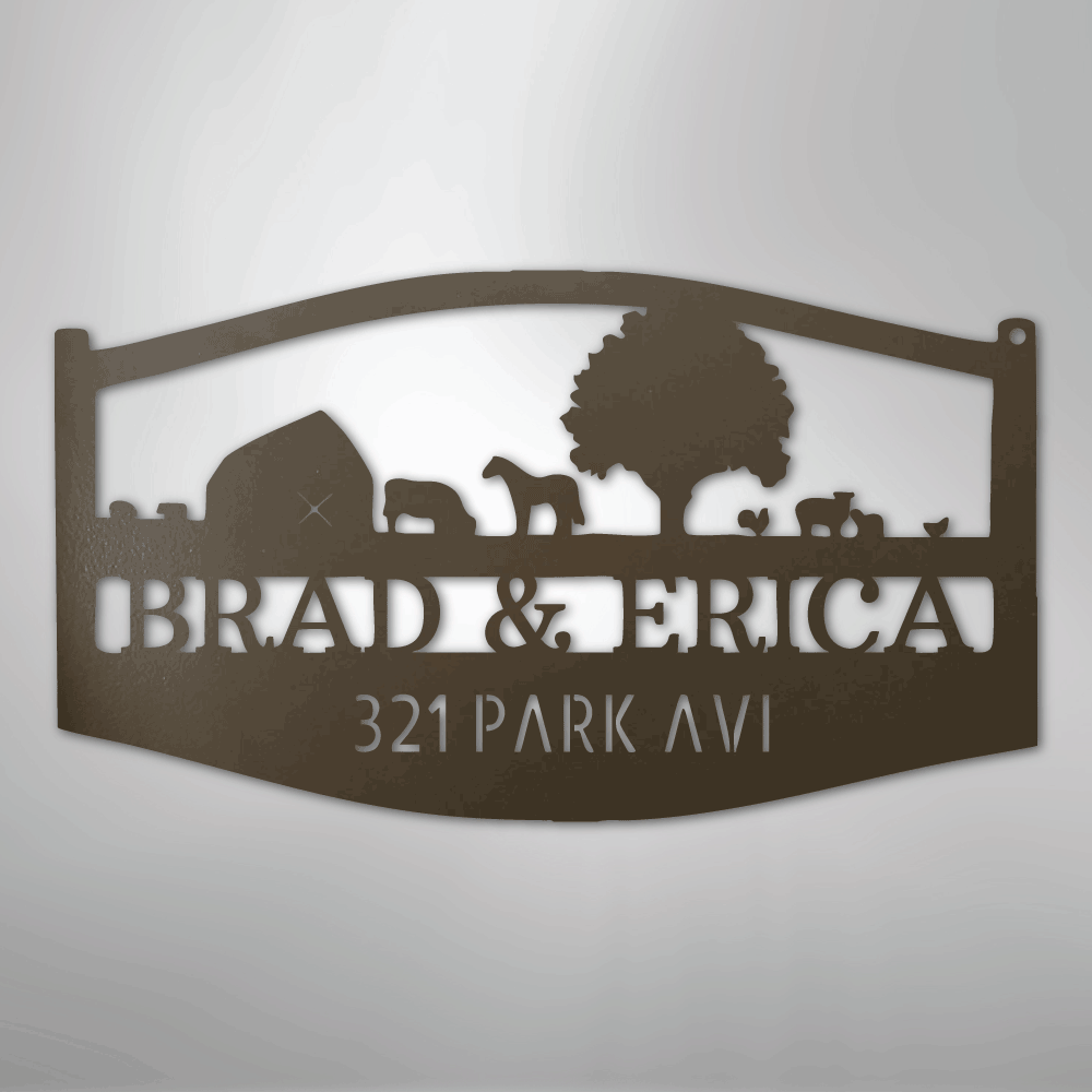 Farm Scene Personalized Name and Address Steel Metal SignCustomly Gifts