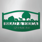 Farm Scene Personalized Name and Address Steel Metal SignCustomly Gifts
