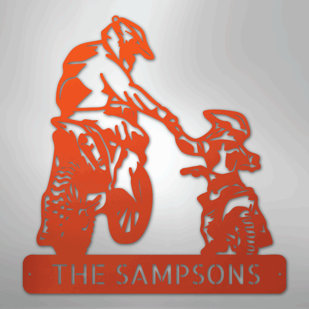 Father and Son Motocross Personalized Steel Metal Sign Wall ArtCustomly Gifts