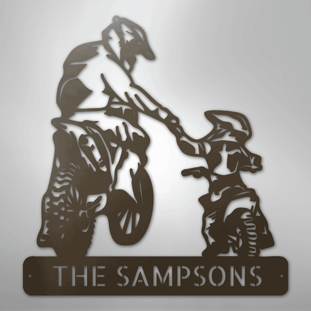 Father and Son Motocross Personalized Steel Metal Sign Wall ArtCustomly Gifts