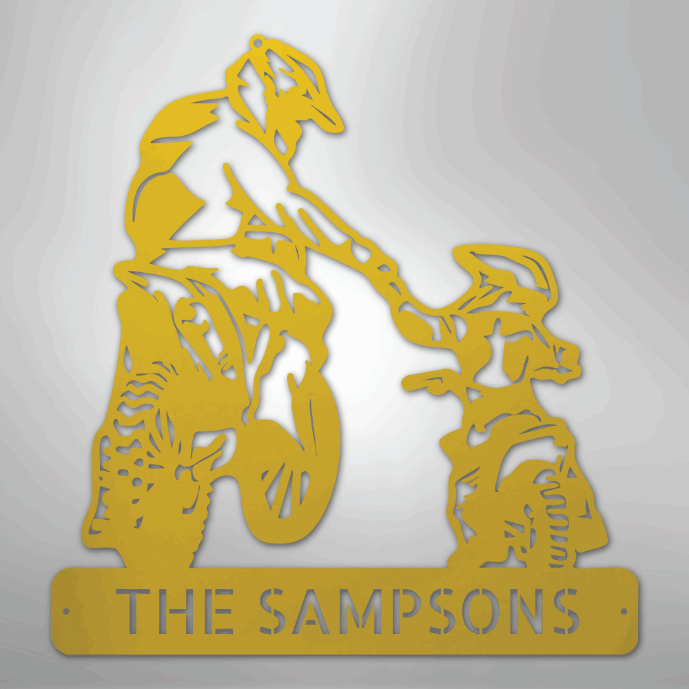 Father and Son Motocross Personalized Steel Metal Sign Wall ArtCustomly Gifts
