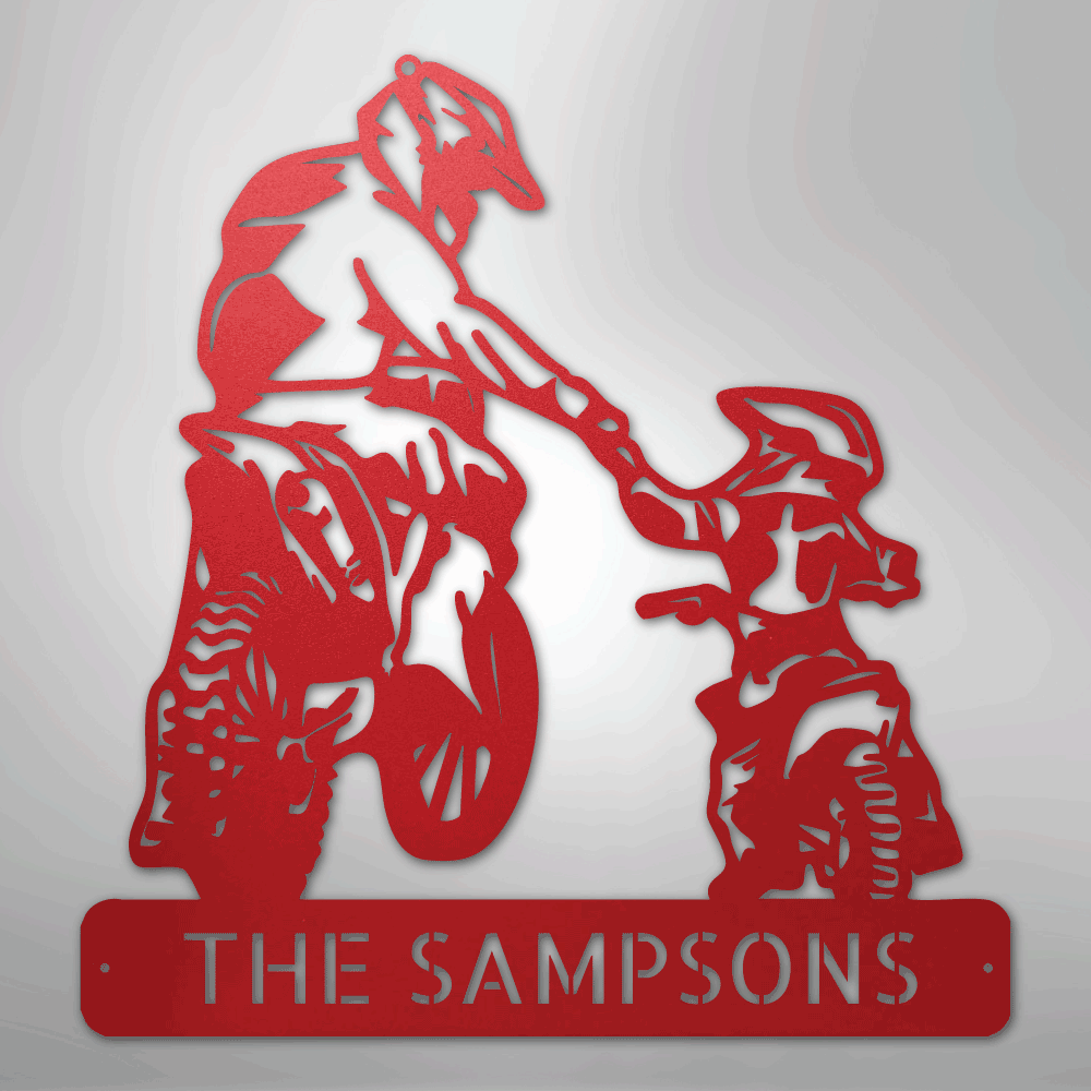 Father and Son Motocross Personalized Steel Metal Sign Wall ArtCustomly Gifts