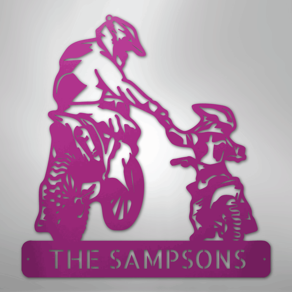 Father and Son Motocross Personalized Steel Metal Sign Wall ArtCustomly Gifts