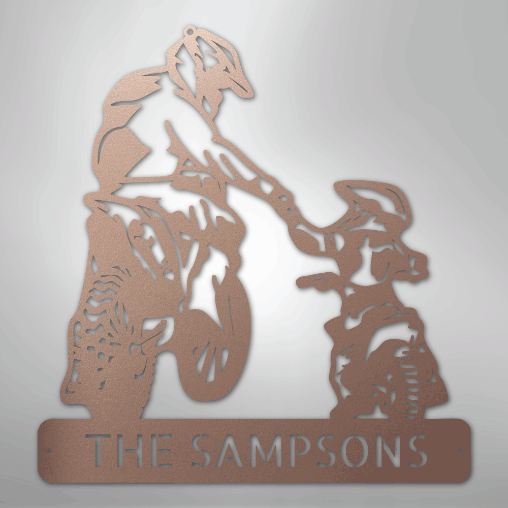 Father and Son Motocross Personalized Steel Metal Sign Wall ArtCustomly Gifts