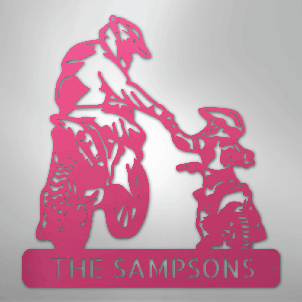 Father and Son Motocross Personalized Steel Metal Sign Wall ArtCustomly Gifts
