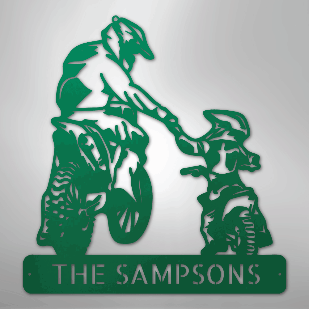 Father and Son Motocross Personalized Steel Metal Sign Wall ArtCustomly Gifts