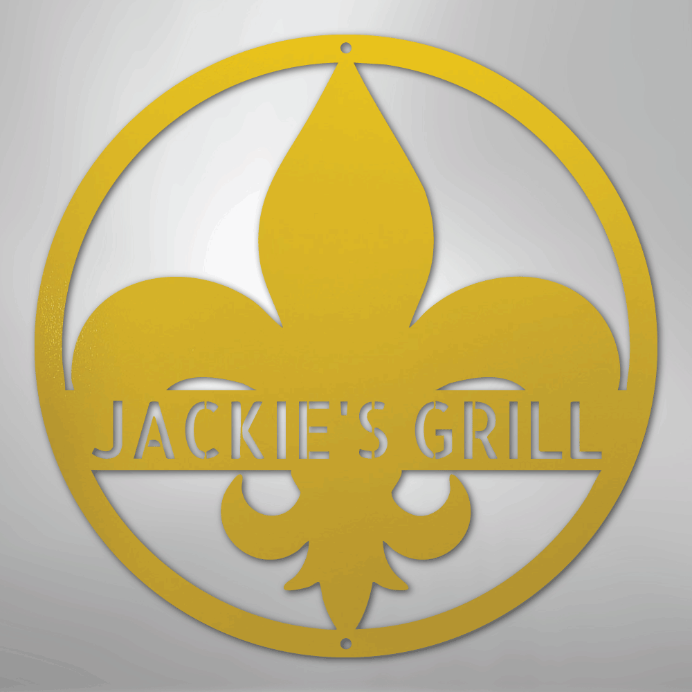 Fleur De Lis Monogram Personalized Steel Metal Sign Wall ArtCustomly Gifts