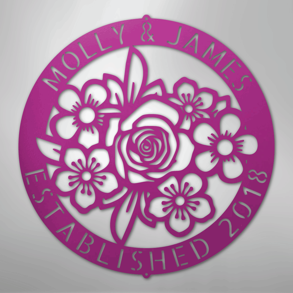 Floral Ring Personalized Monogram Steel Metal Sign Wall ArtCustomly Gifts