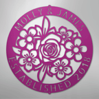 Floral Ring Personalized Monogram Steel Metal Sign Wall ArtCustomly Gifts