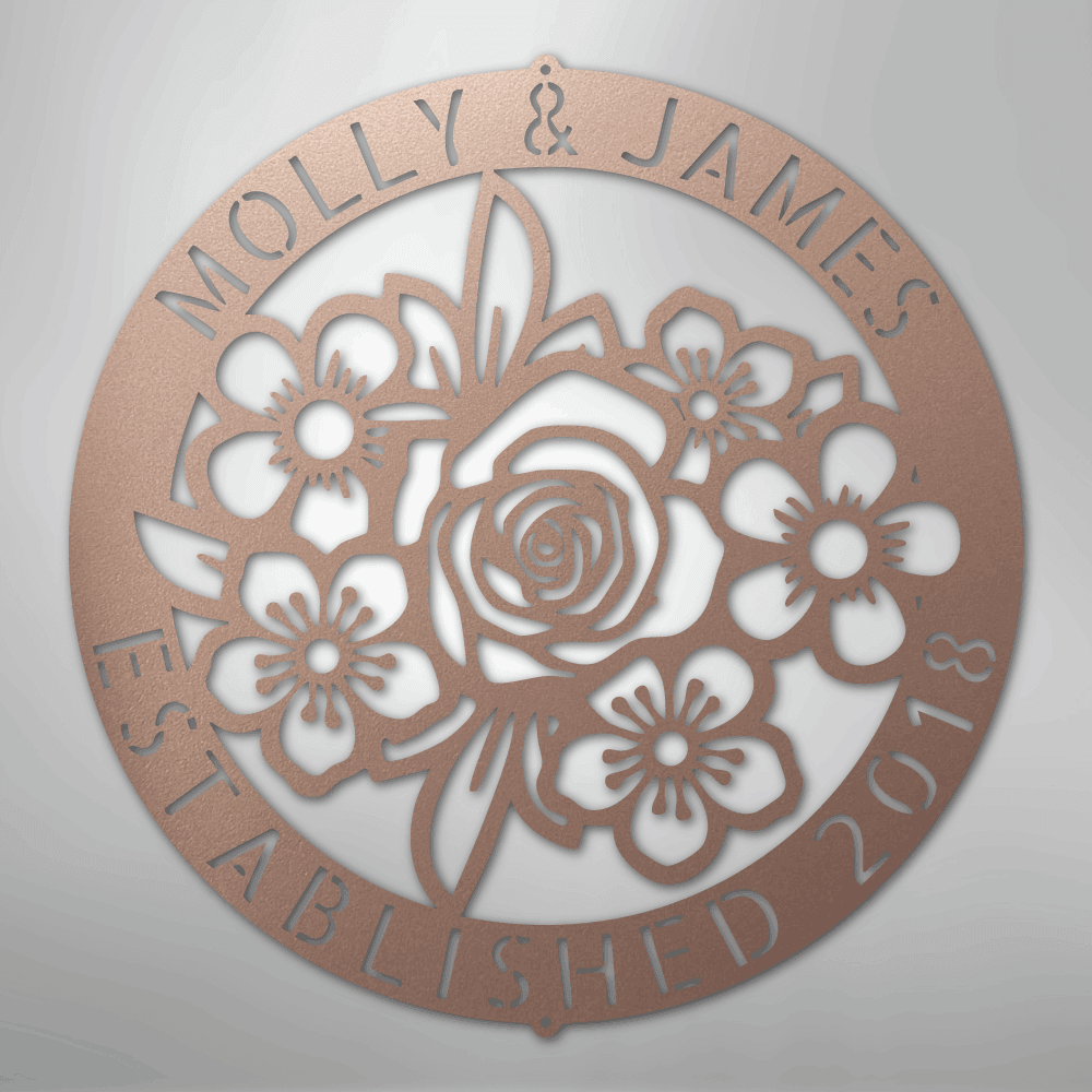 Floral Ring Personalized Monogram Steel Metal Sign Wall ArtCustomly Gifts